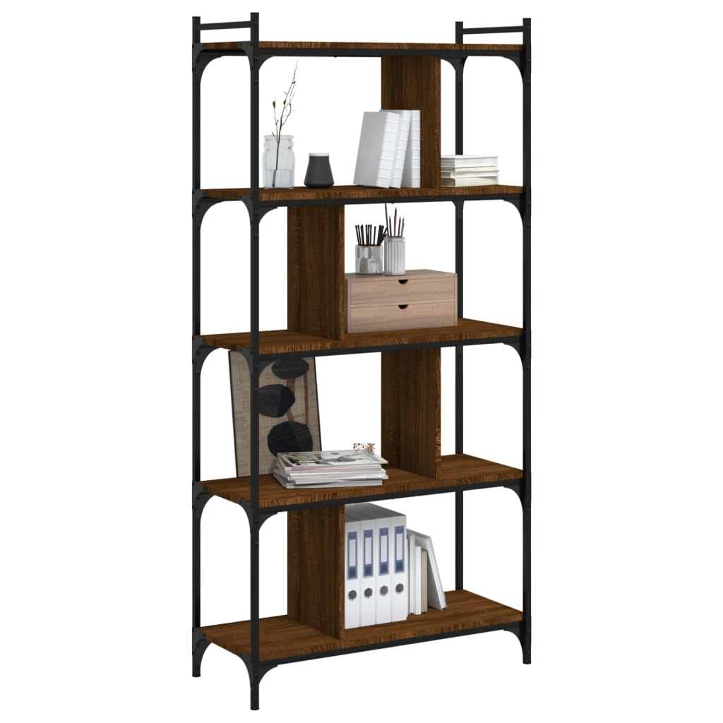 vidaXL Bookcase 5-Tier Brown Oak 76x32x158 cm Engineered Wood 6