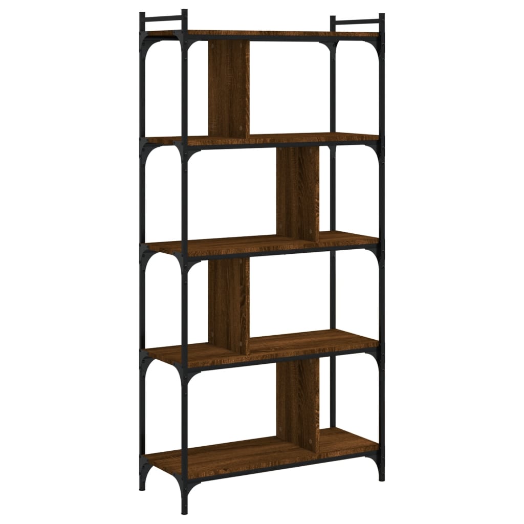 vidaXL Bookcase 5-Tier Brown Oak 76x32x158 cm Engineered Wood 4
