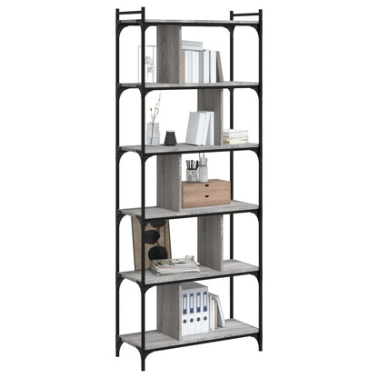 vidaXL Bookcase 6-Tier Grey Sonoma 76x32x192 cm Engineered Wood 6