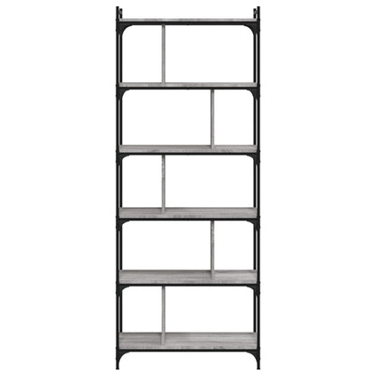vidaXL Bookcase 6-Tier Grey Sonoma 76x32x192 cm Engineered Wood 3