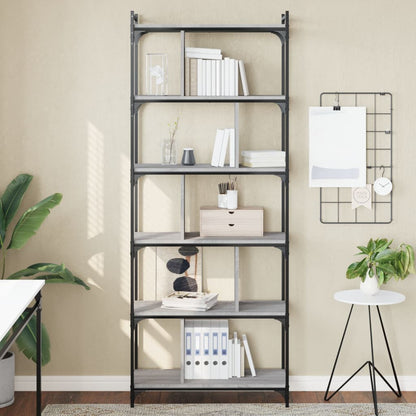 vidaXL Bookcase 6-Tier Grey Sonoma 76x32x192 cm Engineered Wood 1