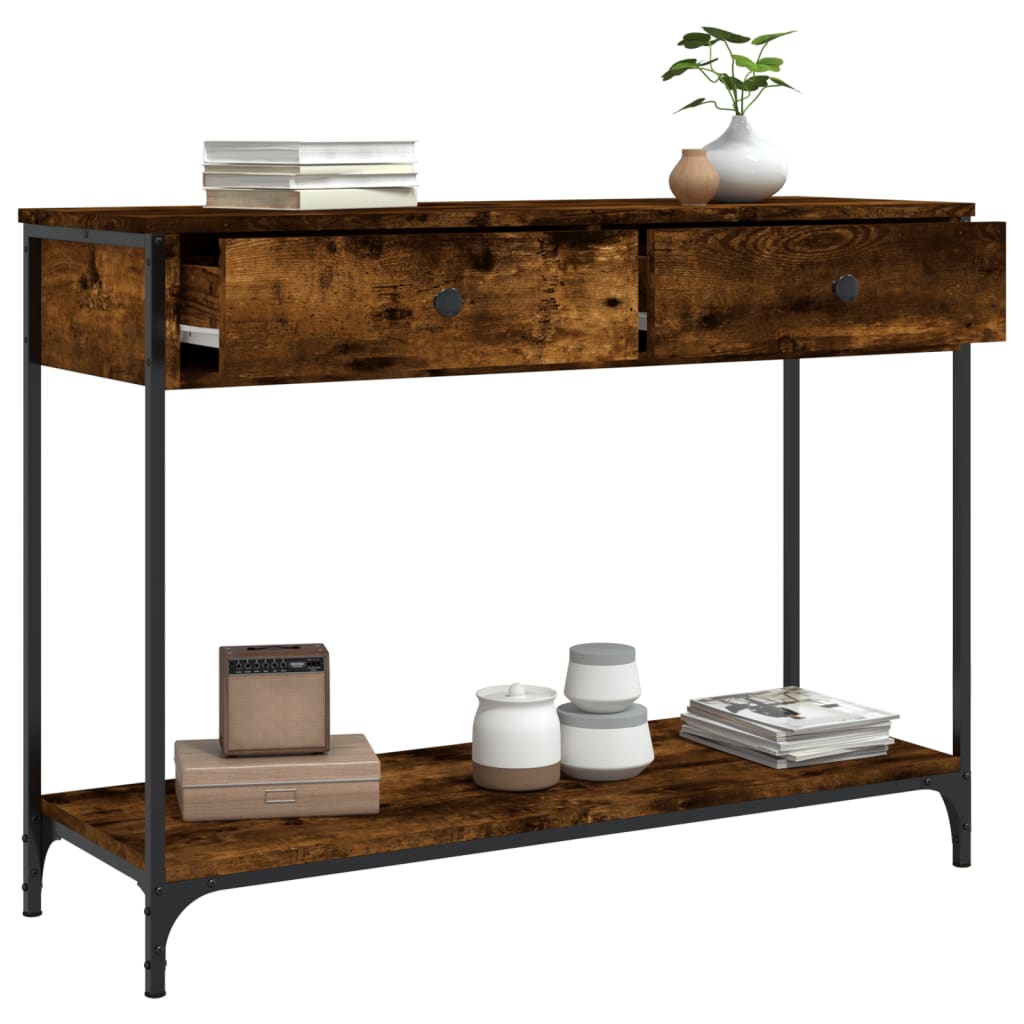 vidaXL Console Table Smoked Oak 100x34.5x75 cm Engineered Wood 4
