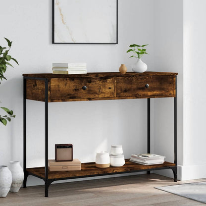 vidaXL Console Table Smoked Oak 100x34.5x75 cm Engineered Wood 1