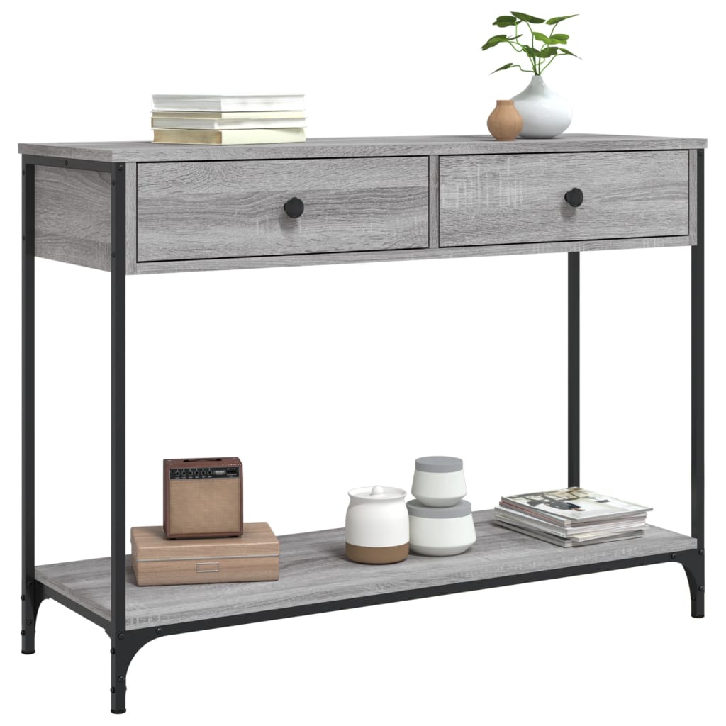 vidaXL Console Table Grey Sonoma 100x34.5x75 cm Engineered Wood 3