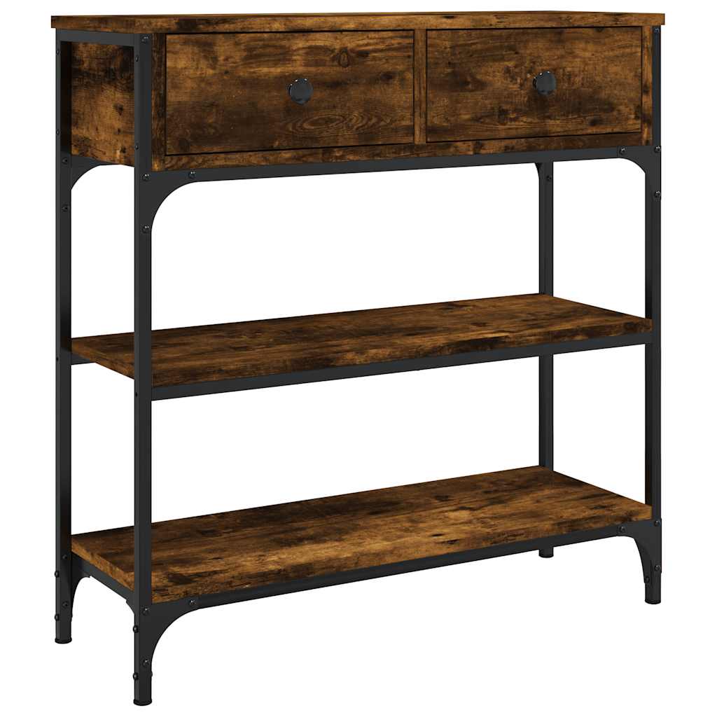 vidaXL Console Table Smoked Oak 72,5x25x75 cm Engineered Wood 2