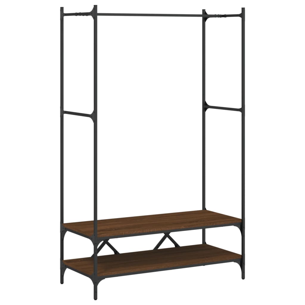 vidaXL Clothes Rack with Shelves Brown Oak Engineered Wood 2