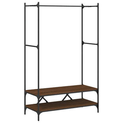 vidaXL Clothes Rack with Shelves Brown Oak Engineered Wood 2