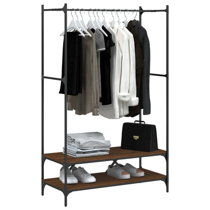vidaXL Clothes Rack with Shelves Brown Oak Engineered Wood 3