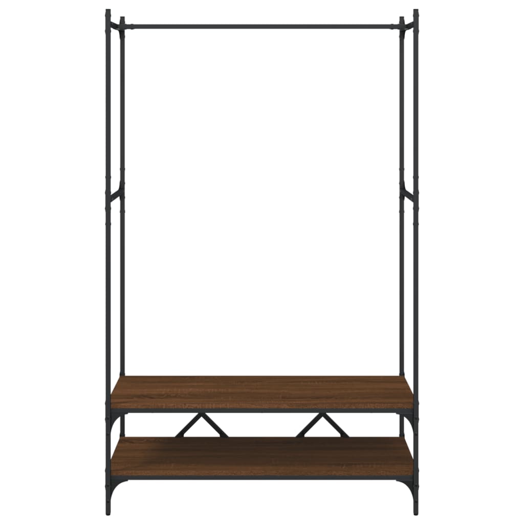 vidaXL Clothes Rack with Shelves Brown Oak Engineered Wood 4