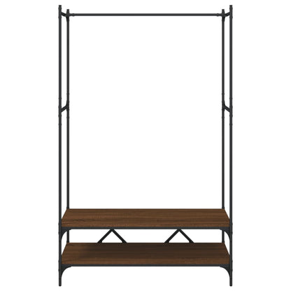 vidaXL Clothes Rack with Shelves Brown Oak Engineered Wood 4