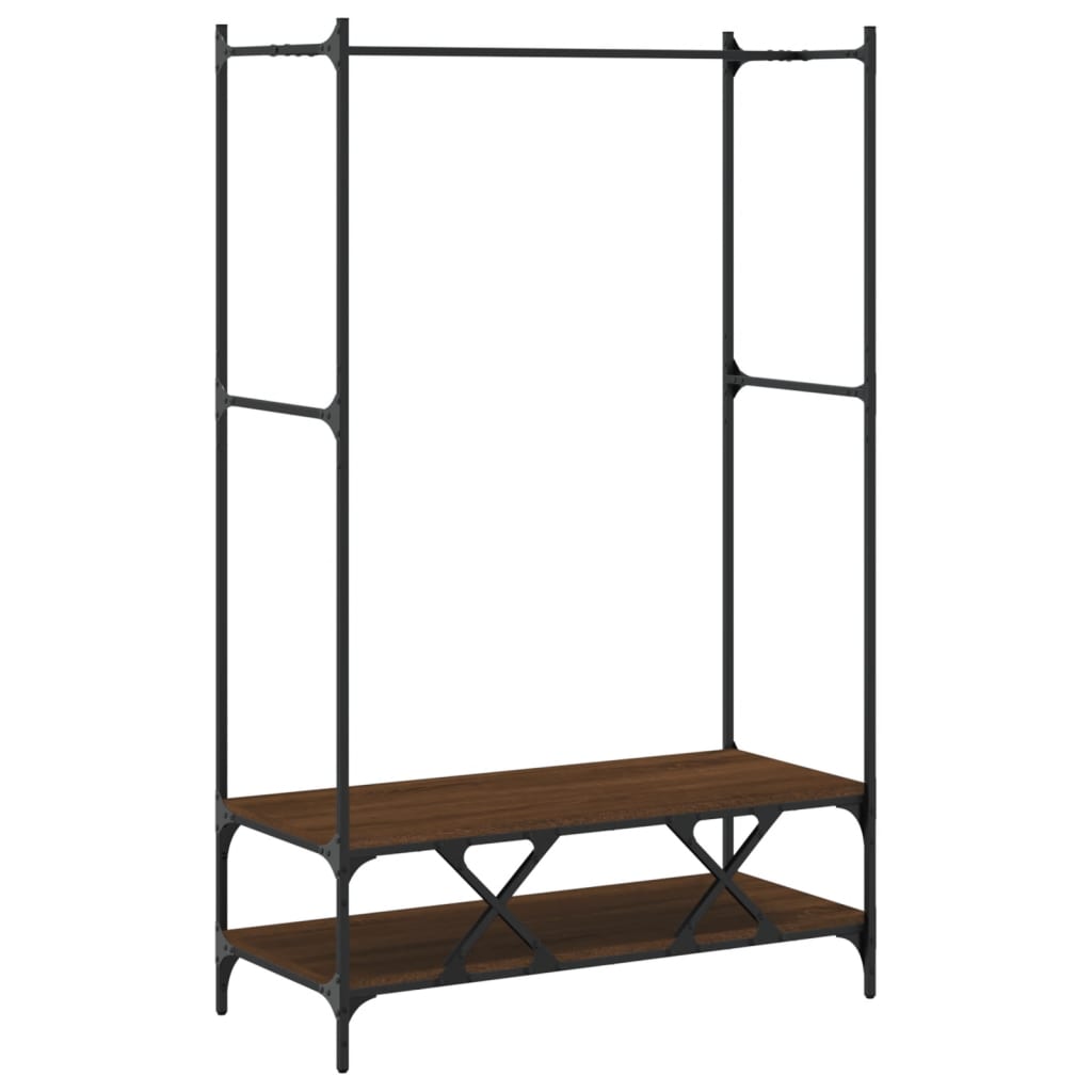 vidaXL Clothes Rack with Shelves Brown Oak Engineered Wood 6