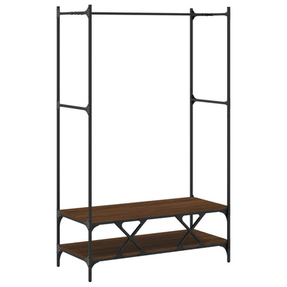 vidaXL Clothes Rack with Shelves Brown Oak Engineered Wood 6