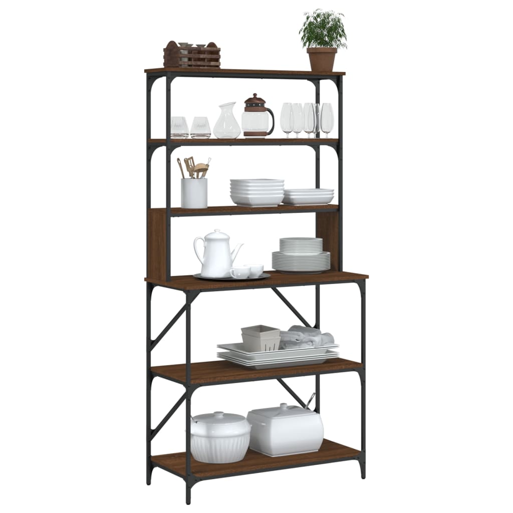 vidaXL Baker's Rack 6-Tier Brown Oak 90x40x180 cm Engineered Wood 3