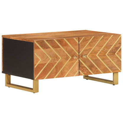 vidaXL Coffee Table Brown and Black 80x50x40 cm Solid Wood Mango 2