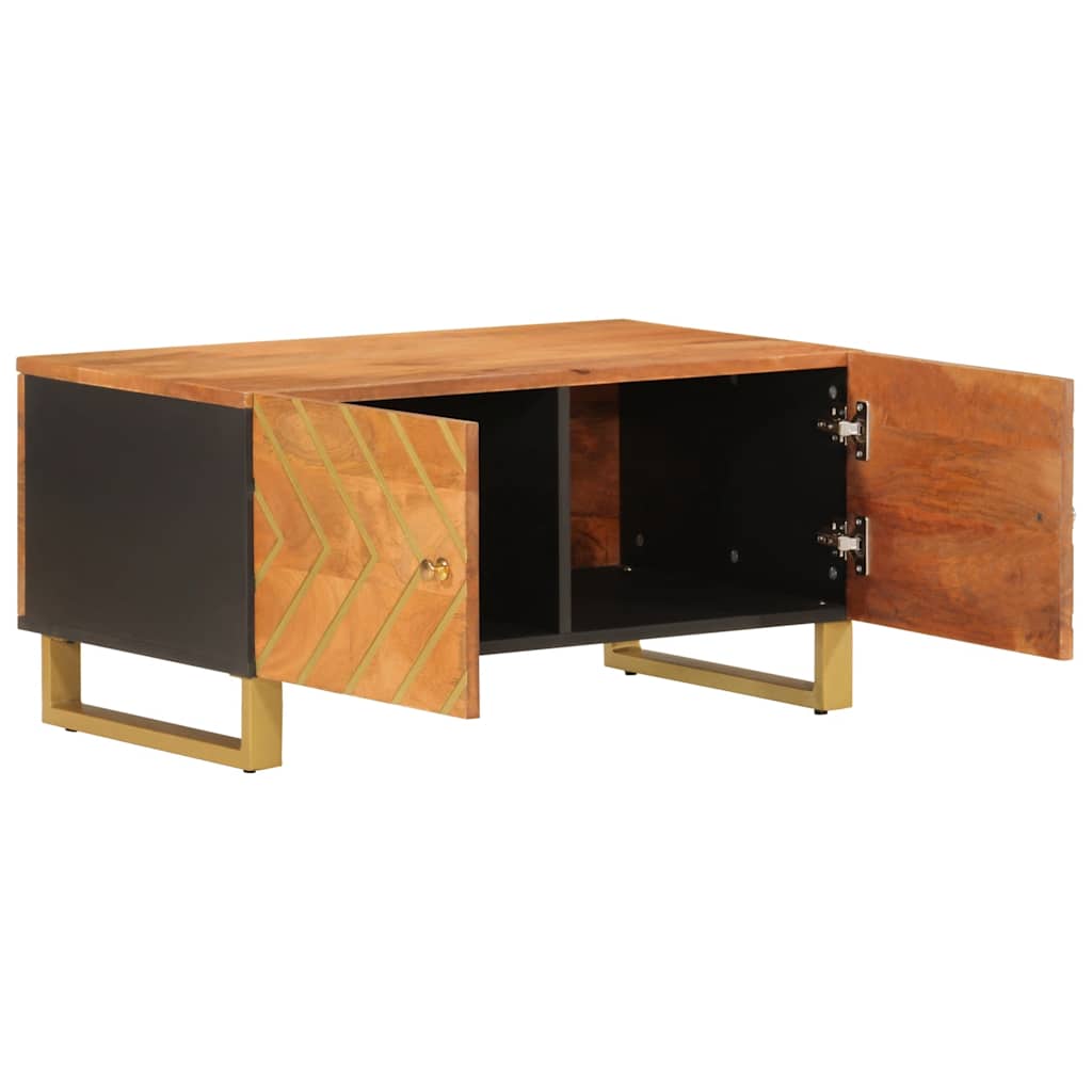 vidaXL Coffee Table Brown and Black 80x50x40 cm Solid Wood Mango 3