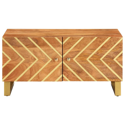 vidaXL Coffee Table Brown and Black 80x50x40 cm Solid Wood Mango 4