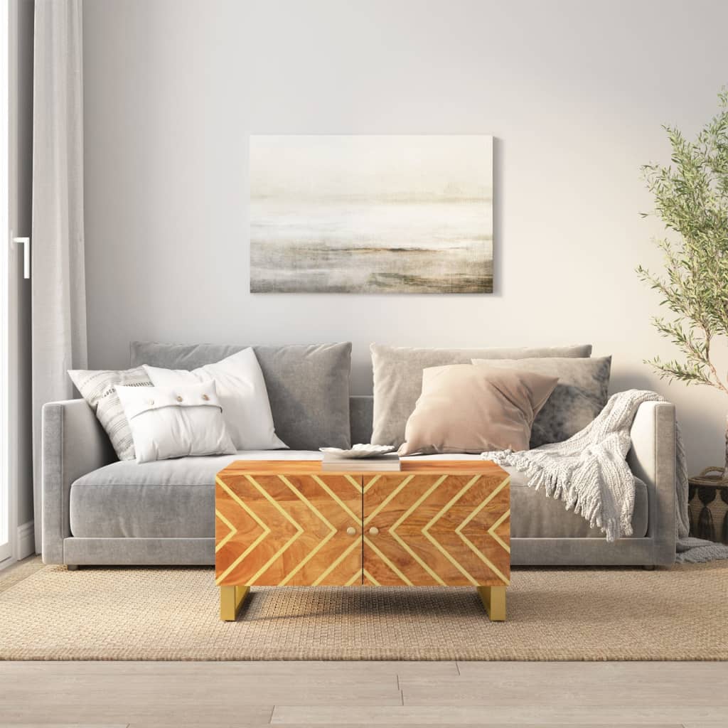 vidaXL Coffee Table Brown and Black 80x50x40 cm Solid Wood Mango 1
