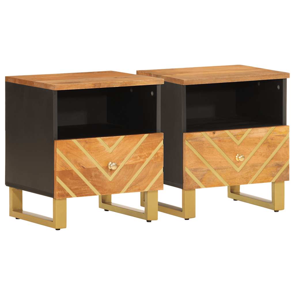 vidaXL Bedside Cabinets 2 pcs Brown and Black Solid Wood Mango 2