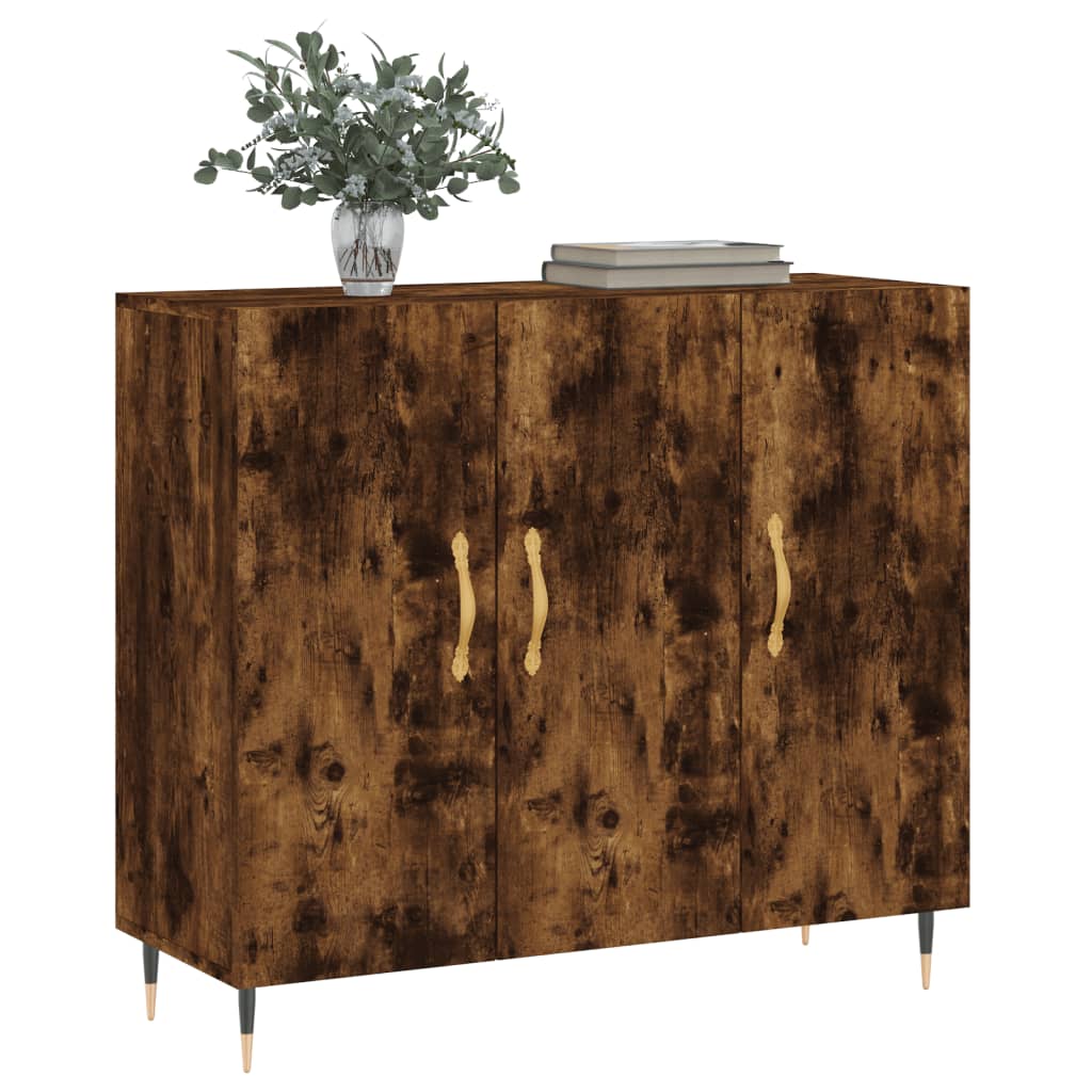 vidaXL Sideboard Smoked Oak 90x34x80 cm Engineered Wood 3