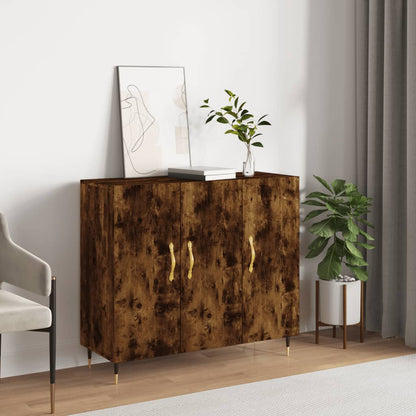 vidaXL Sideboard Smoked Oak 90x34x80 cm Engineered Wood 1