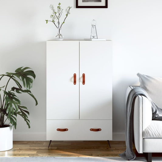 vidaXL Highboard White Engineered Wood standing in a bright living room next to a sofa