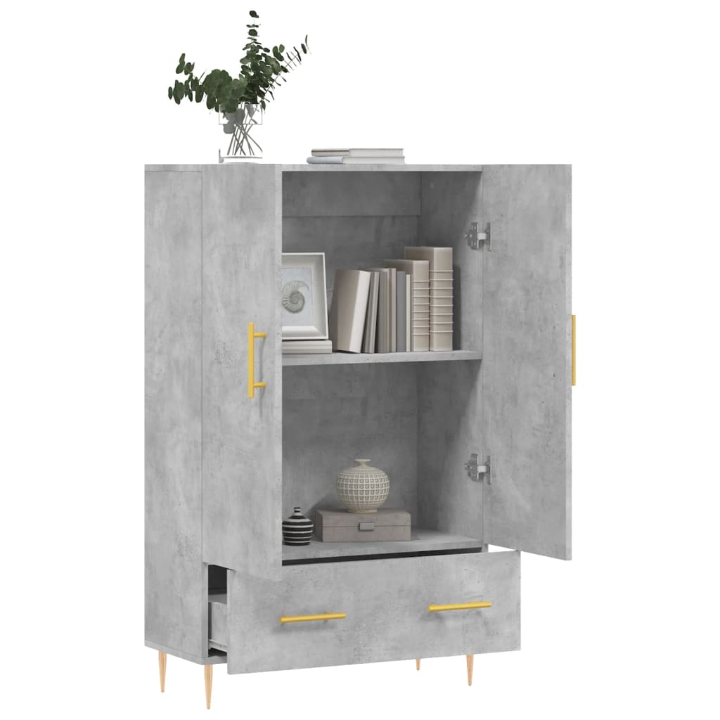 vidaXL Highboard Concrete Grey 69.5x31x115 cm Engineered Wood 4