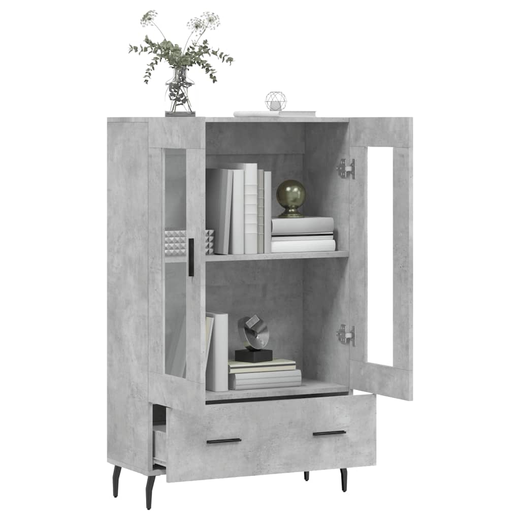 vidaXL Highboard Concrete Grey 69.5x31x115 cm Engineered Wood 4