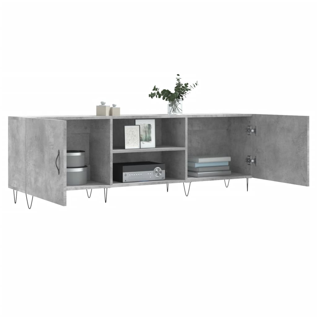 vidaXL TV Cabinet Concrete Grey 150x30x50 cm Engineered Wood 4