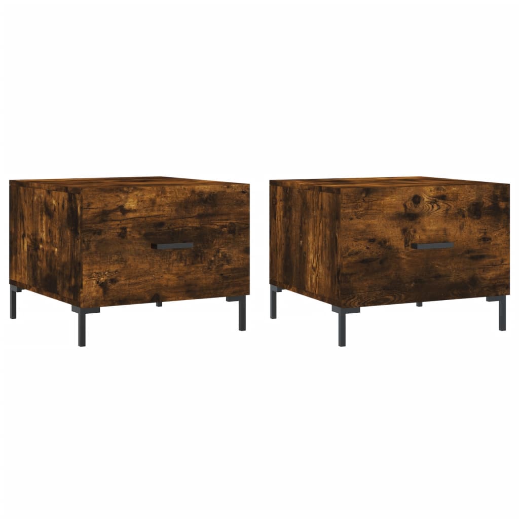 vidaXL Coffee Tables 2 pcs Smoked Oak 50x50x40 cm Engineered Wood 2