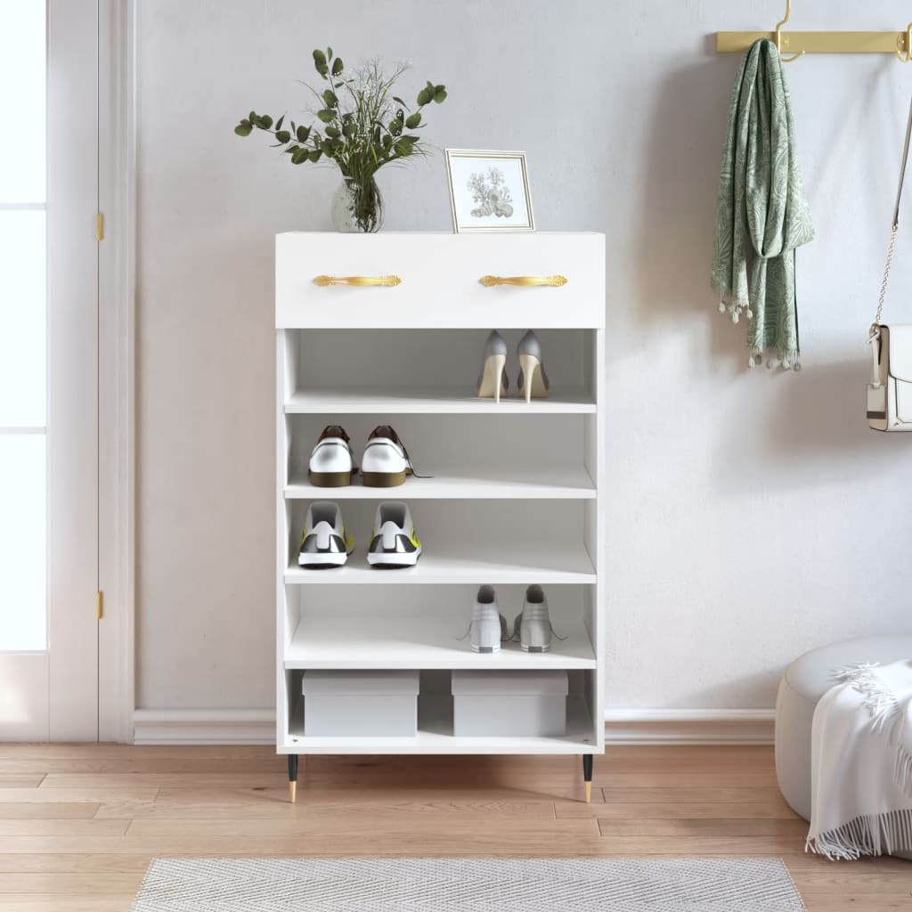 vidaXL Shoe Cabinet White 60x35x105 cm Engineered Wood 1