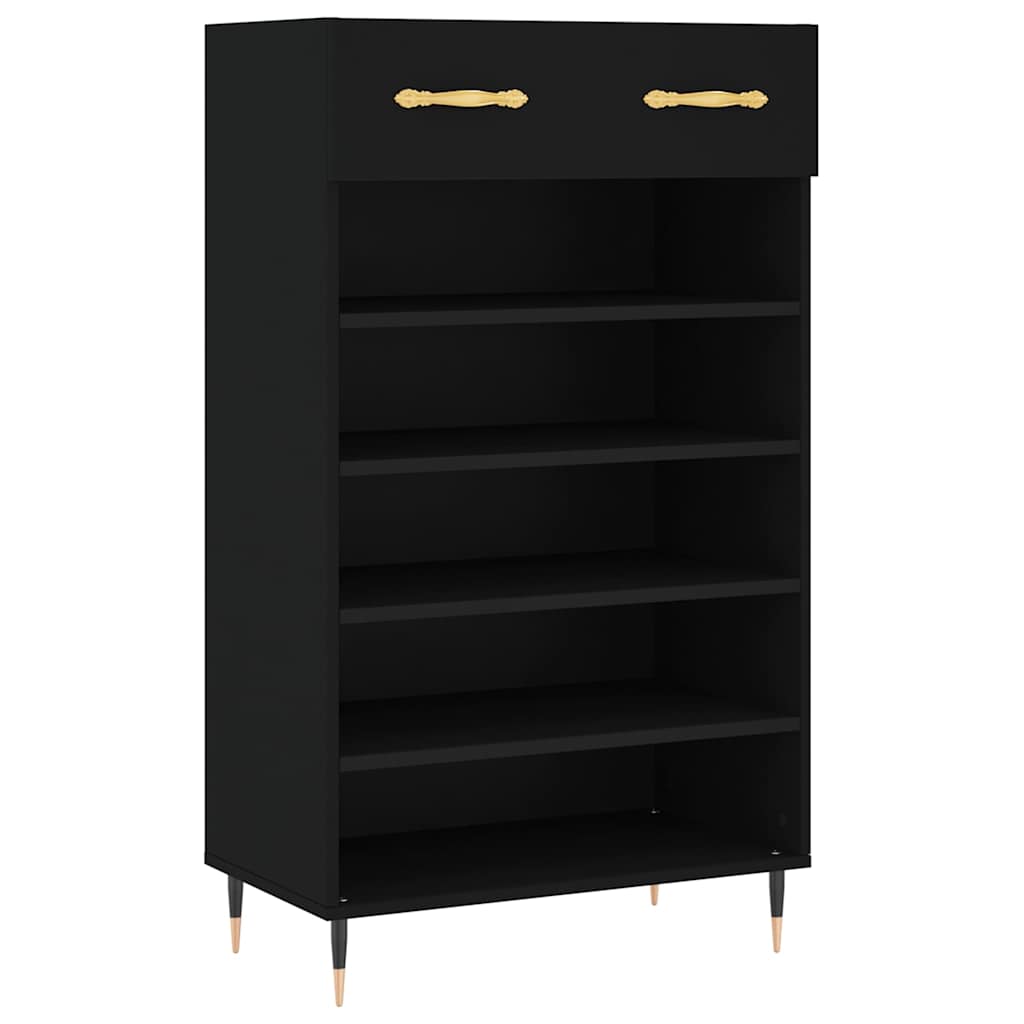 vidaXL Shoe Cabinet Black 60x35x105 cm Engineered Wood 2