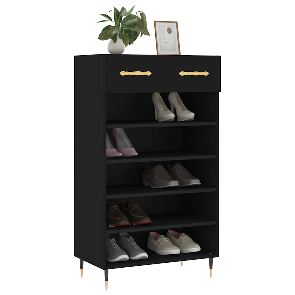 vidaXL Shoe Cabinet Black 60x35x105 cm Engineered Wood 3
