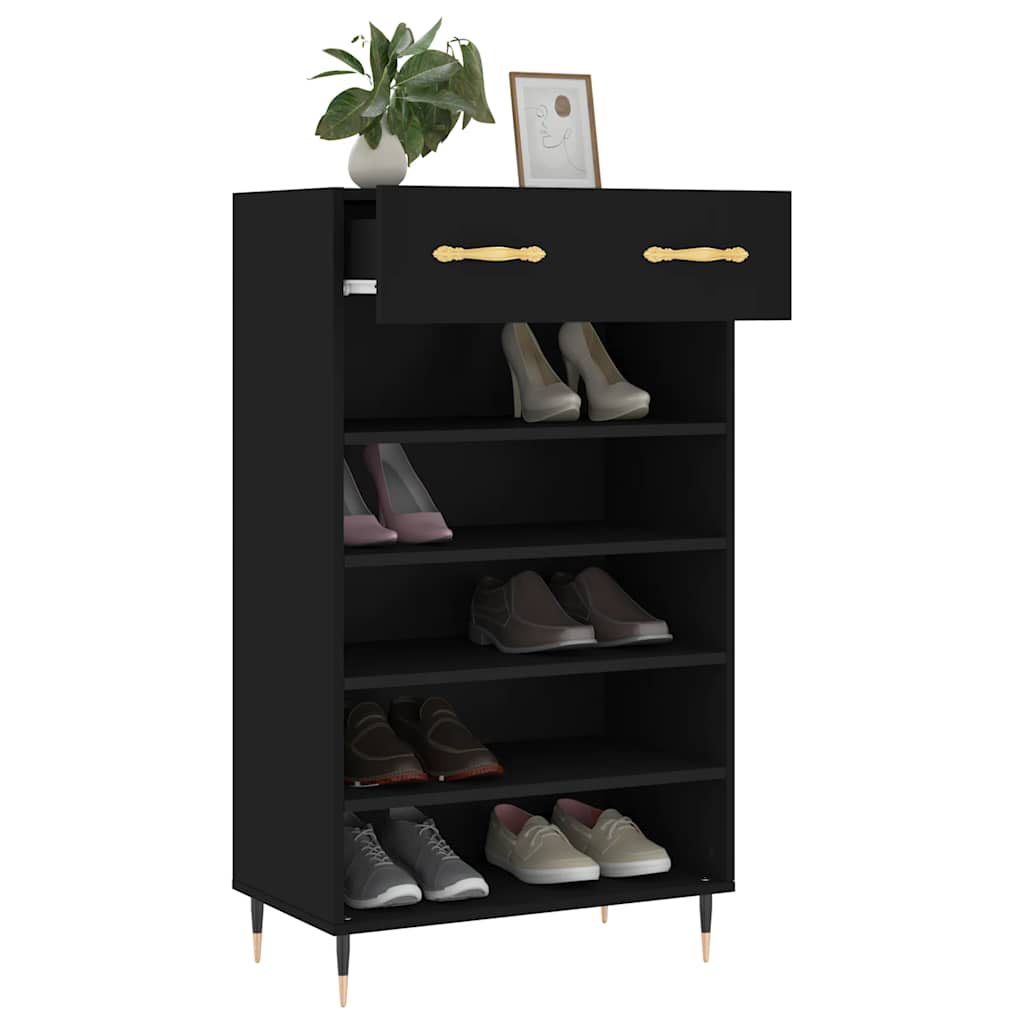 vidaXL Shoe Cabinet Black 60x35x105 cm Engineered Wood 4