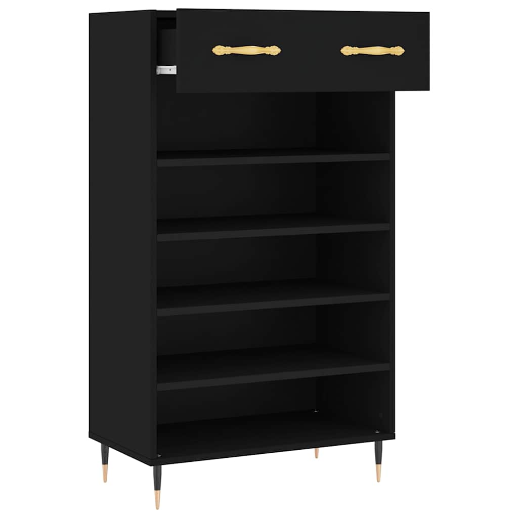 vidaXL Shoe Cabinet Black 60x35x105 cm Engineered Wood 5