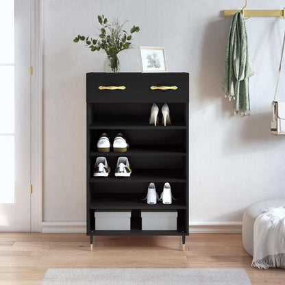 vidaXL Shoe Cabinet Black 60x35x105 cm Engineered Wood 1