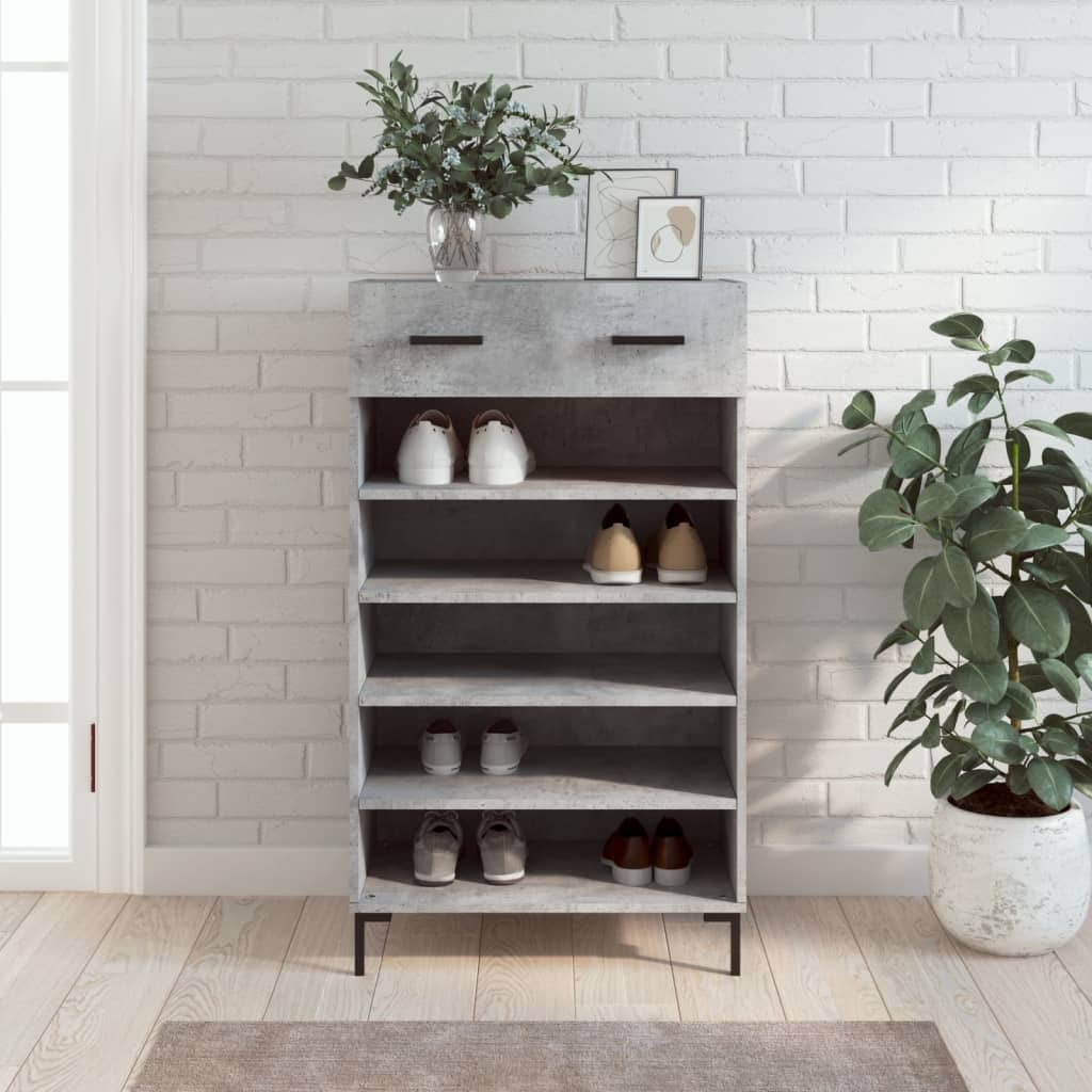 vidaXL Shoe Cabinet Concrete Grey 60x35x105 cm Engineered Wood 1