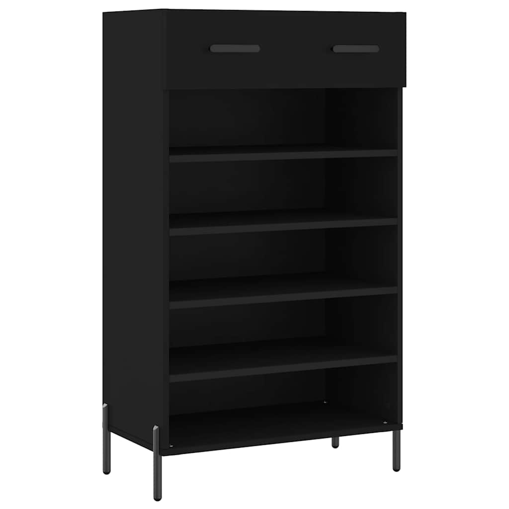 vidaXL Shoe Cabinet Black 60x35x105 cm Engineered Wood 2