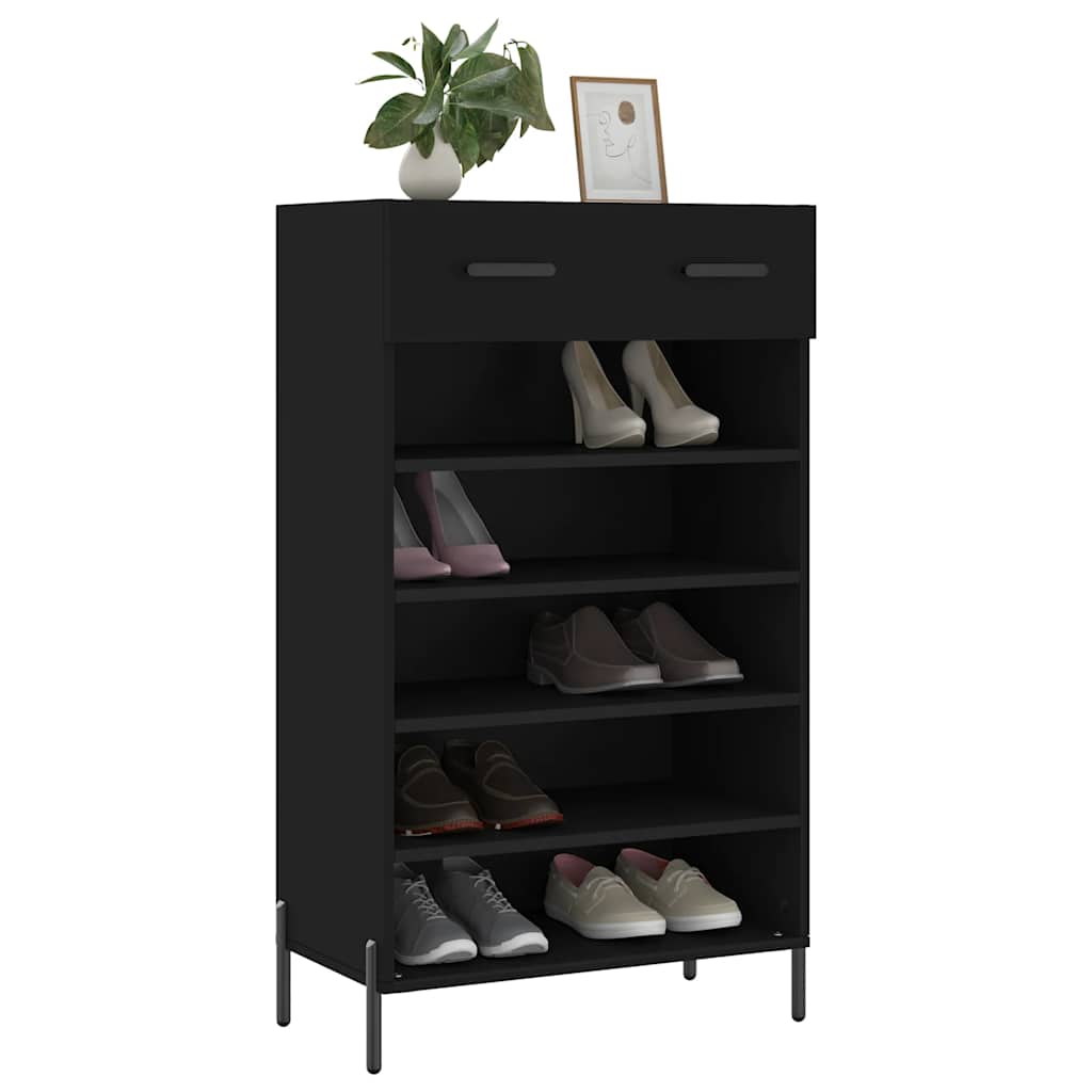 vidaXL Shoe Cabinet Black 60x35x105 cm Engineered Wood 3