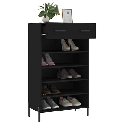 vidaXL Shoe Cabinet Black 60x35x105 cm Engineered Wood 4