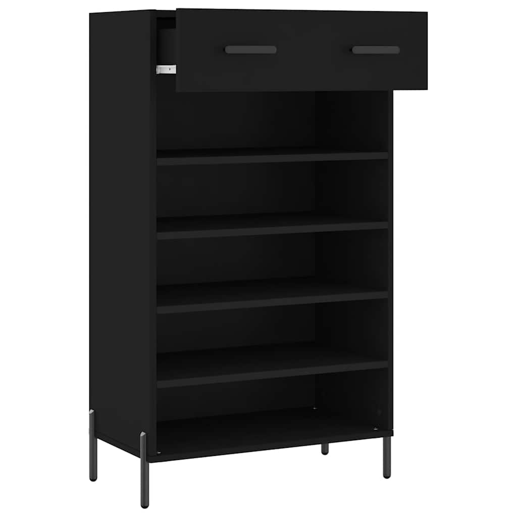 vidaXL Shoe Cabinet Black 60x35x105 cm Engineered Wood 5