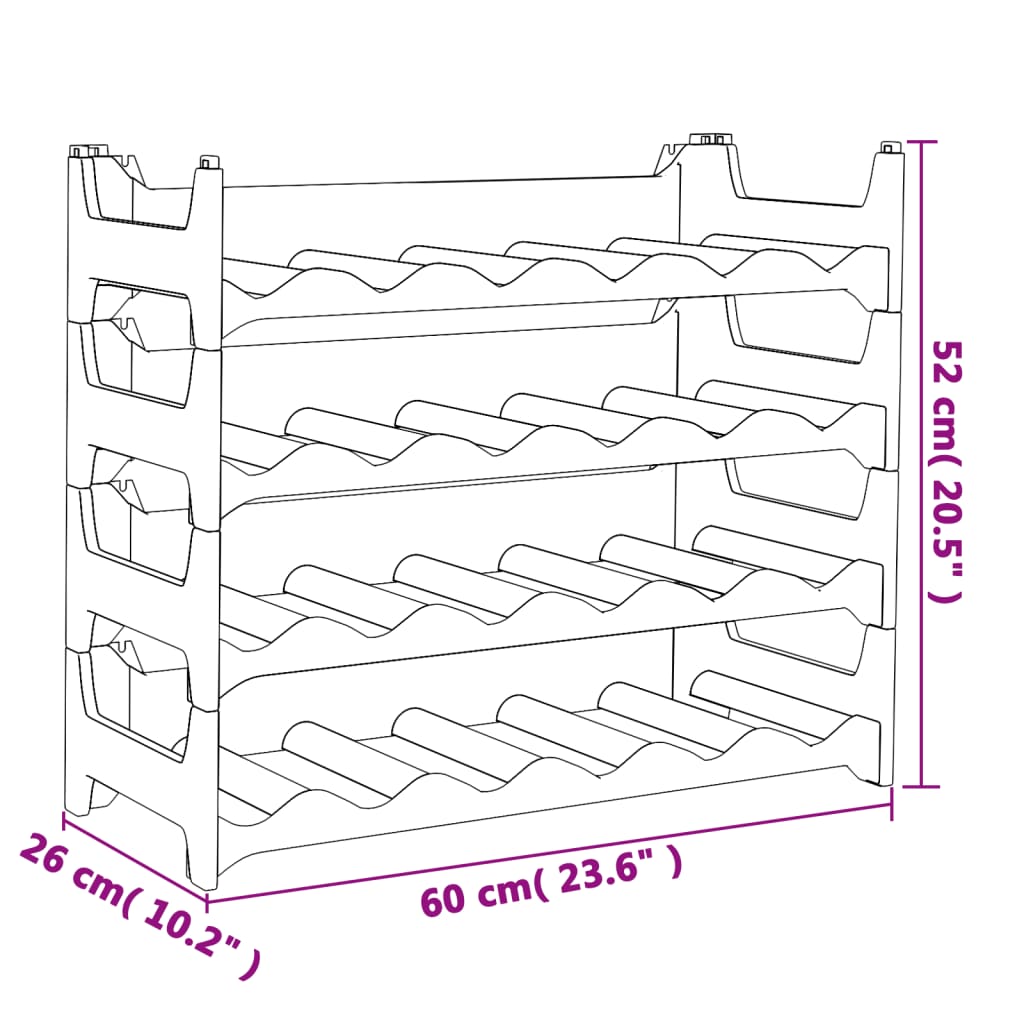 vidaXL Wine Rack for 24 Bottles PP Stackable 6