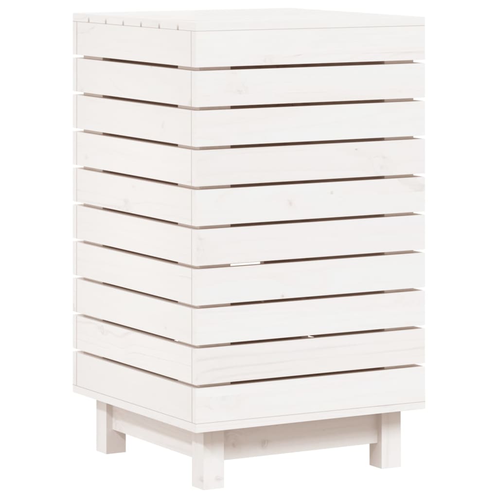 vidaXL Laundry Basket White 44x44x76 cm Solid Wood Pine 2