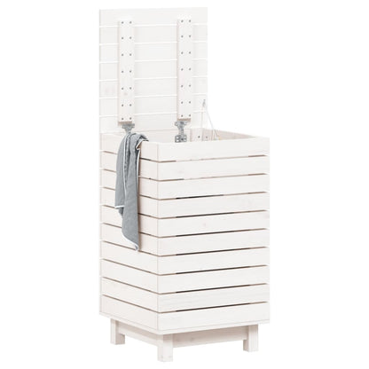 vidaXL Laundry Basket White 44x44x76 cm Solid Wood Pine 3