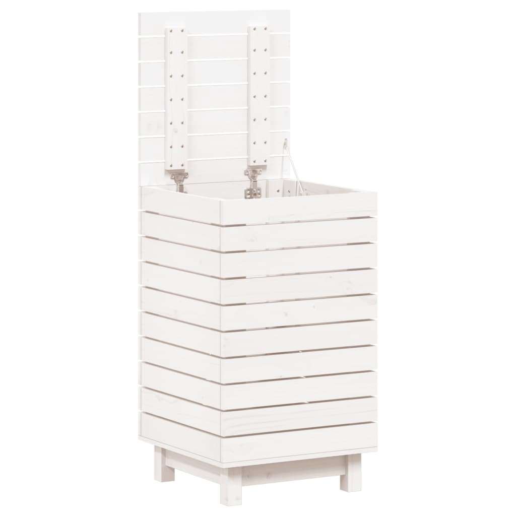 vidaXL Laundry Basket White 44x44x76 cm Solid Wood Pine 4