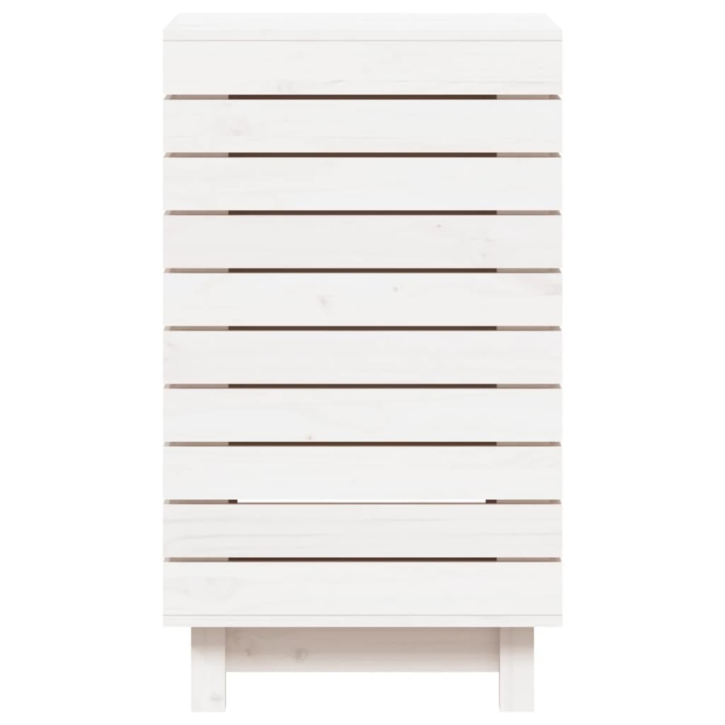 vidaXL Laundry Basket White 44x44x76 cm Solid Wood Pine 5