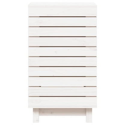 vidaXL Laundry Basket White 44x44x76 cm Solid Wood Pine 5