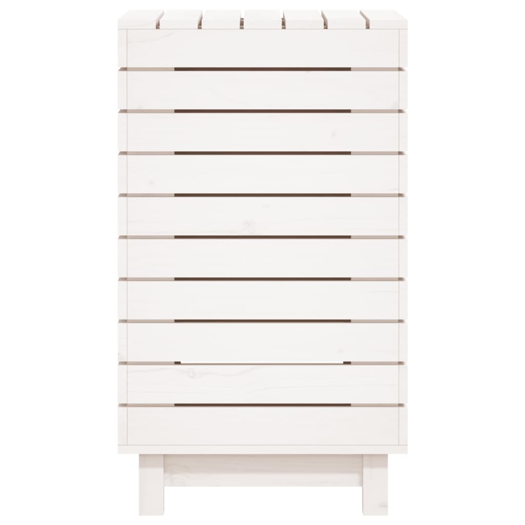 vidaXL Laundry Basket White 44x44x76 cm Solid Wood Pine 6