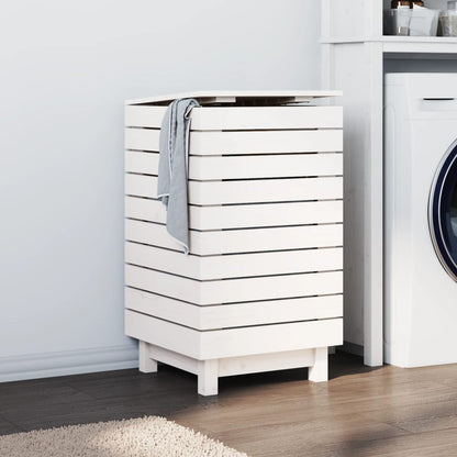 vidaXL Laundry Basket White 44x44x76 cm Solid Wood Pine 1