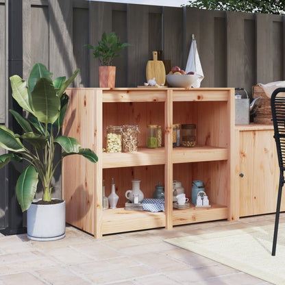 Outdoor Kitchen Cabinet "MEPPEL" Solid Wood Pine Width 106 cm Natural pine 92 cm 4 shelves