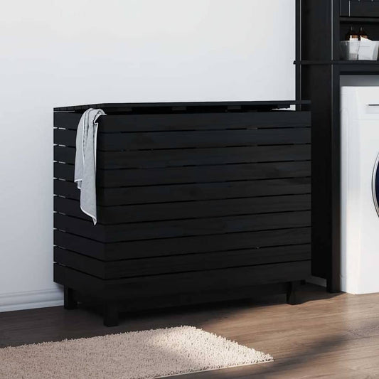 Laundry Basket Solid Wood Pine Black 88,5 x 44 x 76 cm